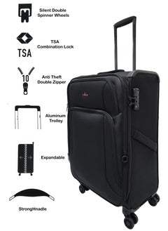 Track Lightweight Soft Shell Luggage Set of 3 Expandable Suitcase - Trolley Bags for Travel with 4 Double Wheels & TSA Lock  - Image 2