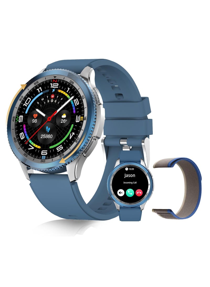 PEJE PEJE Rotatable Dial Smart Watch, Smart Watch for Men(Answer/Make Call),1.43 AMOLED Screen,123+ Sport Modes, 3ATM Waterproof Watch,with SpO2/Heart Rate/Sleep...blue - Image 1