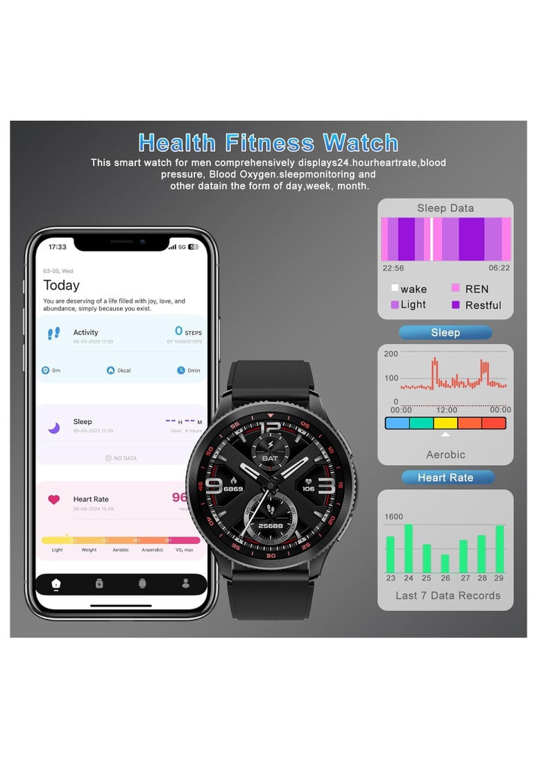 PEJE PEJE Rotatable Dial Smart Watch, Smart Watch for Men(Answer/Make Call),1.43 AMOLED Screen,123+ Sport Modes, 3ATM Waterproof Watch,with SpO2/Heart Rate/Sleep...blue - Image 3