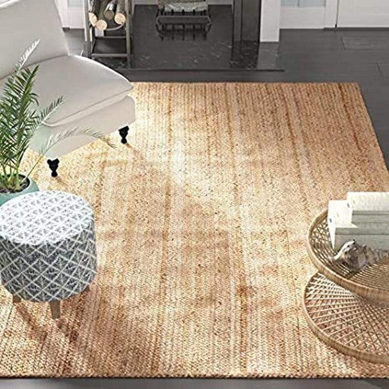 vasac Handwoven Natural Jute Braided Carpet Mats Reversible Floor Covering Carpets Rug Mat Anti Slip Backing Heavy Carpet Runner for Living Room Bedroom Carpet Jute 3x5 feet j - Image 2