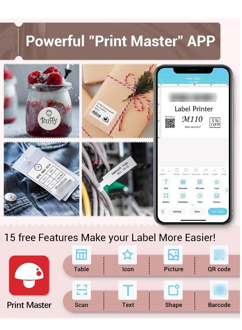 phomemo Portable Bluetooth Thermal Label Printer for Clothing Jewelry Retail Mailing Compatible with Android & iOS System - Image 3