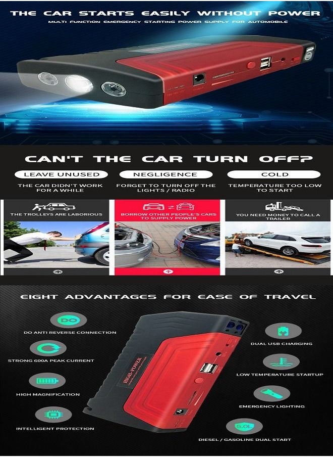 High Power - Car Multifunctional Car Battery Jump Starter With Tire Air Compressor | Emergency Jump Wire Car Starter with Tyre Inflator - Image 1