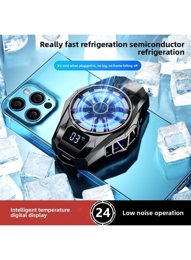 1113 Supply Air-cooled Cooling Game Artifact Back Clip Explosions F5 Mobile Phone Radiator Outlet-Color:S8 Digital Display Semiconductor Radiator-electroplated Black (digital Model) - Image 1