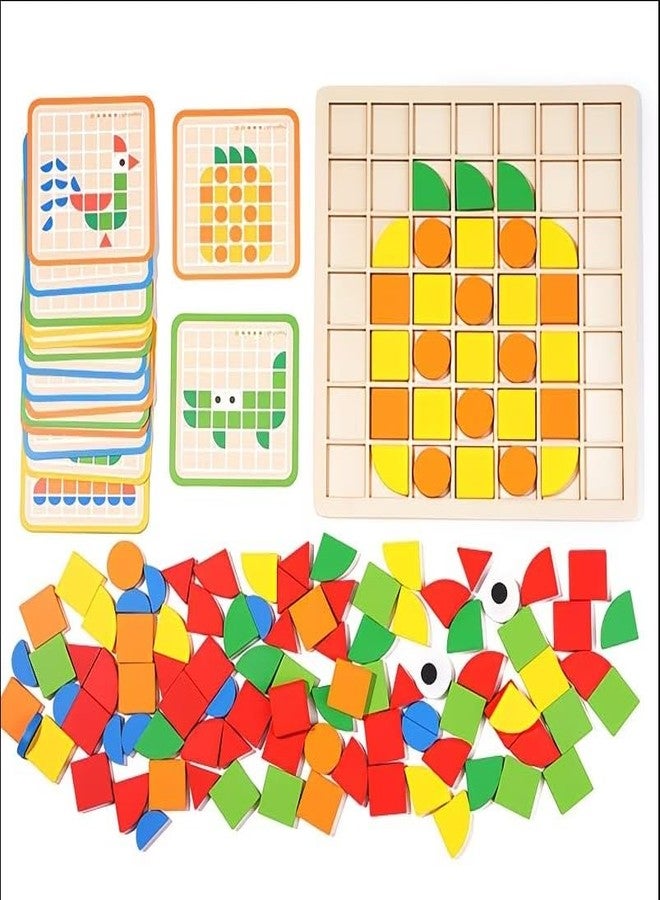 Firstblow Mosaic Puzzle Board for Preschool Kids Toys| 120 Pieces acrelic+ Wooden Puzzle Game for Kids Brain Development Toys | Wooden Board Puzzle Toy for kids3+Years - Image 4