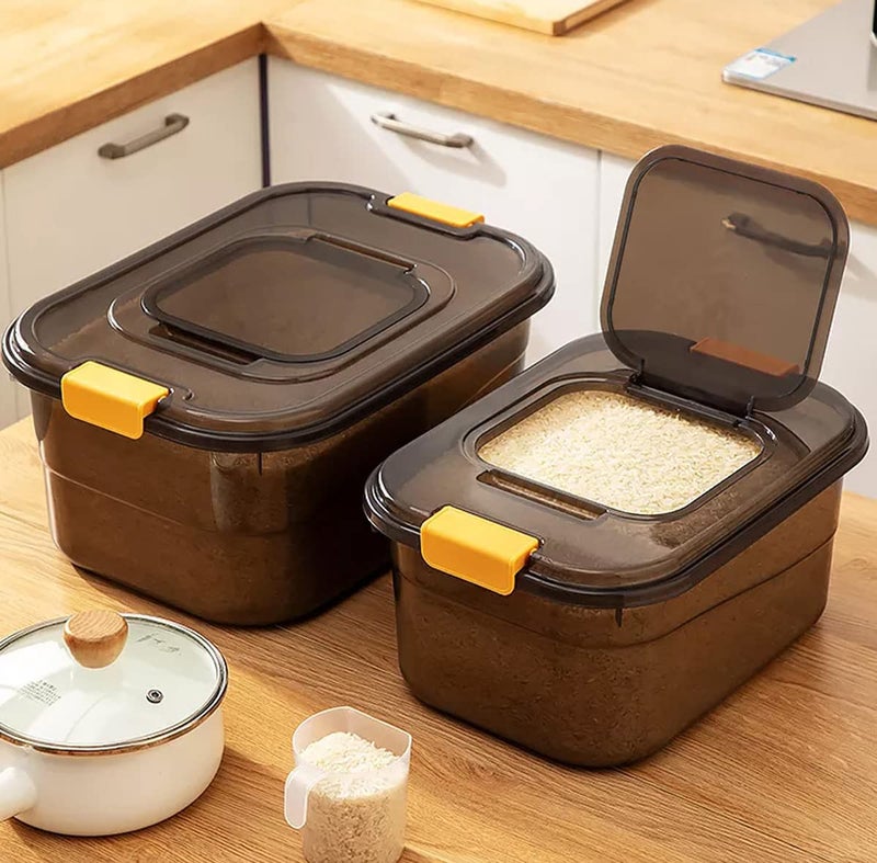 بريميفي حاويات تخزين الطعام 2 قطعة طقم 75 كجم 125 كجم حاوية تخزين أرز شفافة سوداء مع غطاء BPAF صندوق تخزين حبوب بلاستيكي كبير مطبخ حاوية دقيق متعددة الوظائف