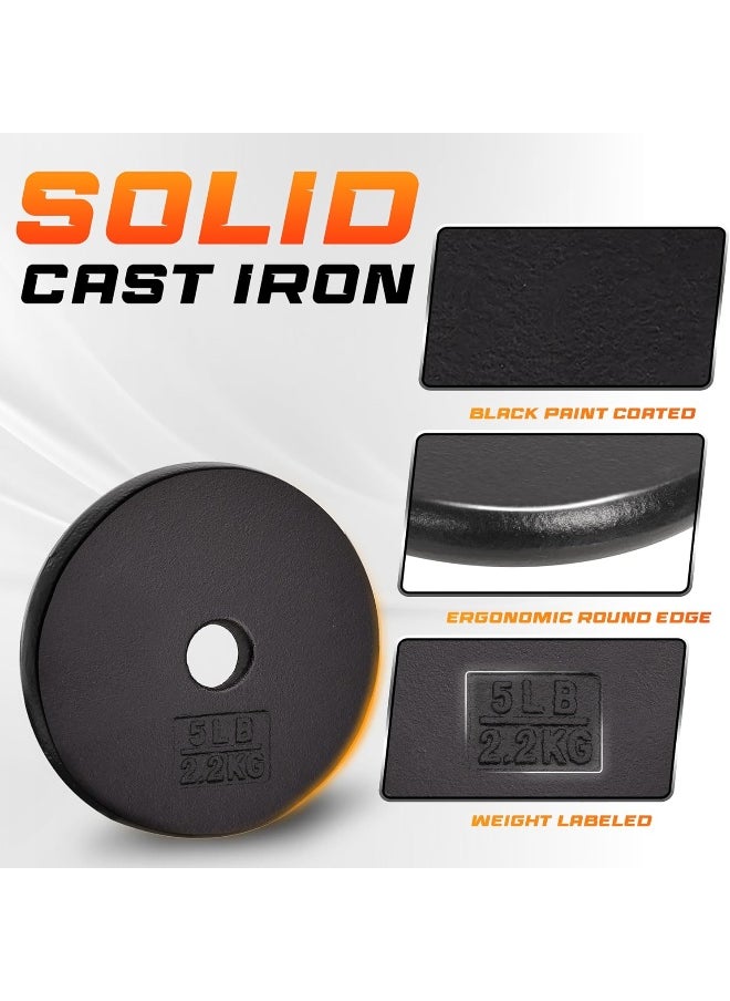Yes4All Standard 1" Cast Iron Weight Plate - Ideal for Strength Training - Multiple Weight: 5LB to 25LB (Single & Set of 4)