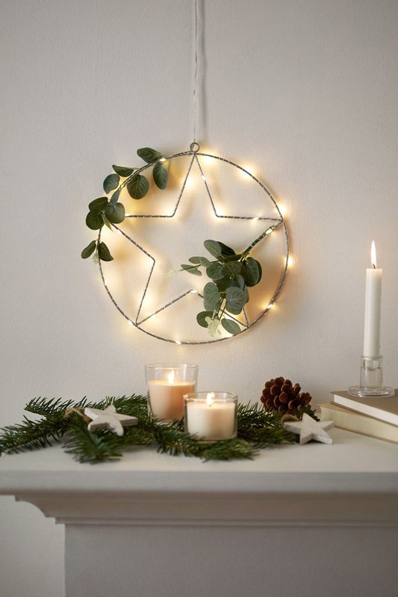 Tchibo LED Ring Star Leaves Decoration, Green Combo - Image 2