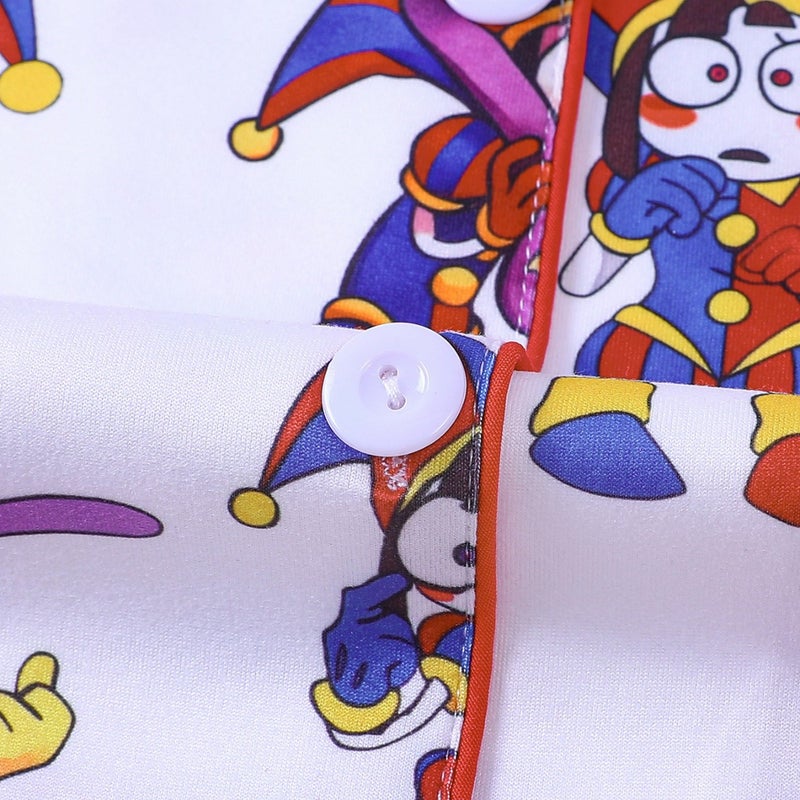 Women's Pajama Set, Short Sleeve & Shorts with Clown Print, White - Image 3