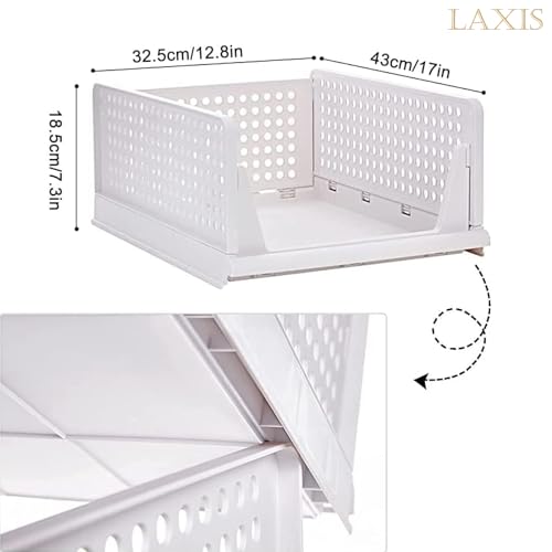 LAXIS® Clothes Organizer For Wardrobe, Folding Closet Organizer Storage Box Stackable Plastic Drawer Basket for Clothes Almirah Cupboard Kitchen Bathroom Office (3 PCS, Stackable Rack) - Image 3