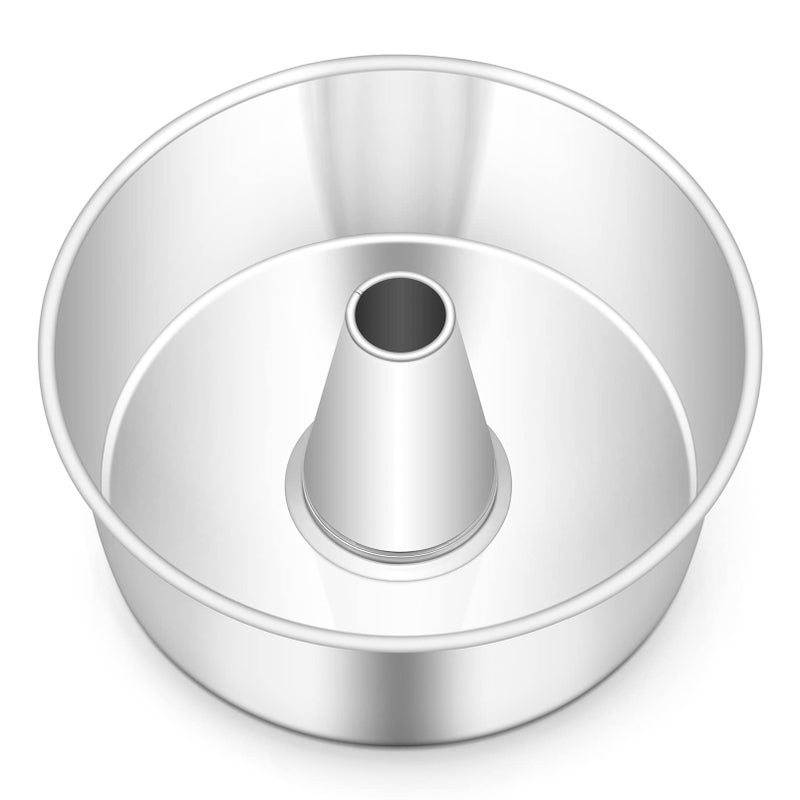 TeamFar 10inch Angel Food Cake Pan, Stainless Steel Cake Pan with Tube, Healthy & Non-toxic, Sturdy & One-Piece, Mirror Finish & Dishwasher Safe - Image 1