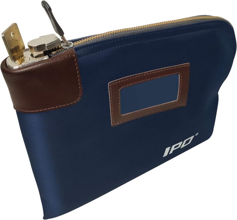 IPO Waterproof Cash Bag with Lock and 2 Keys, 11 x 8.6 Inches, Canvas Documents Bag, Money Bank Deposit Bag with Zipper, Durable Leatherette Money Cash Coin Check Wallet Pouch for Men & Women - Image 1