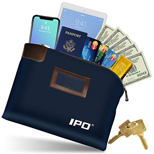 IPO Waterproof Cash Bag with Lock and 2 Keys, 11 x 8.6 Inches, Canvas Documents Bag, Money Bank Deposit Bag with Zipper, Durable Leatherette Money Cash Coin Check Wallet Pouch for Men & Women - Image 2