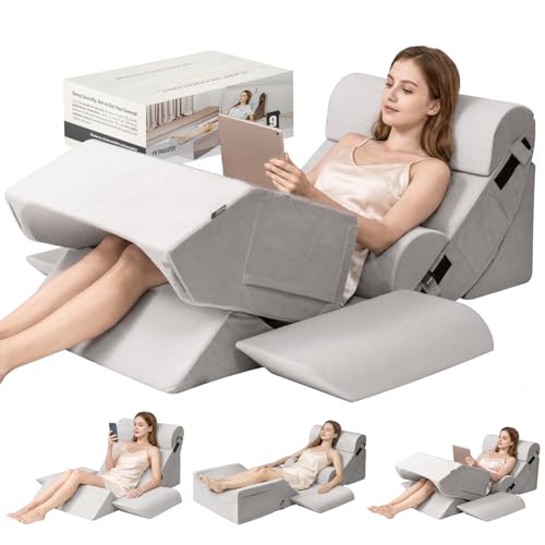 FifthQuarter 9PCS Orthopedic Bed Wedge Pillow Set for After Surgery Recovery, Body Positioners for Back and Leg Pain Relief, Adjustable Memory Foam Comfort for Sitting up in Bed, Ideal for Adult Acid Reflux & GERD - Image 1