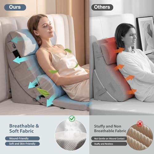 FifthQuarter 9PCS Orthopedic Bed Wedge Pillow Set for After Surgery Recovery, Body Positioners for Back and Leg Pain Relief, Adjustable Memory Foam Comfort for Sitting up in Bed, Ideal for Adult Acid Reflux & GERD - Image 4