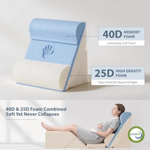 FifthQuarter 9PCS Orthopedic Bed Wedge Pillow Set for After Surgery Recovery, Body Positioners for Back and Leg Pain Relief, Adjustable Memory Foam Comfort for Sitting up in Bed, Ideal for Adult Acid Reflux & GERD - Image 3