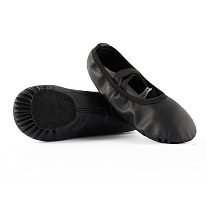 DyingSwan Toddler Ballet Shoes For Girls, Soft Leather Ballet Slippers, No-Tie Ballet Shoes Dance Shoes For Girls (Toddler/Little/Big Kid/Women) Black - Image 1