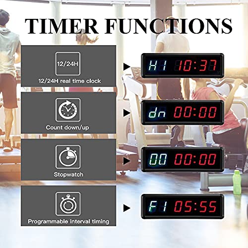 BTBSIGN LED Interval Timer Count Down/Up Clock Stopwatch with Remote for Home Gym Fitness Green - Image 5
