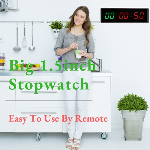 BTBSIGN LED Interval Timer Count Down/Up Clock Stopwatch with Remote for Home Gym Fitness Green - Image 3