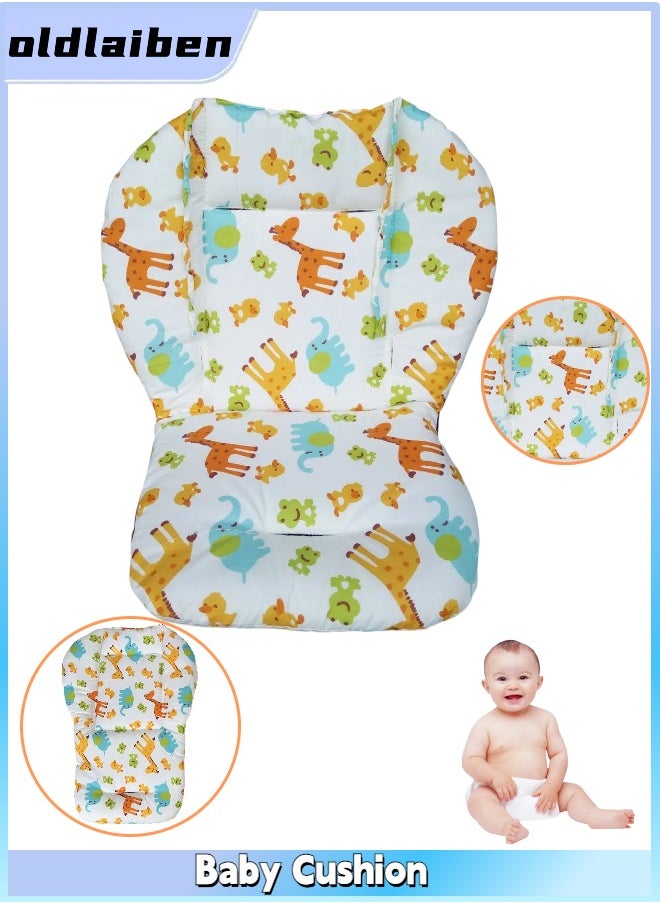 oldlaiben Baby Dining Chair Cushion, Cotton Baby Dining Chair Cushion, Cotton Baby Stroller Cushion, Soft Baby Carriage Cushion, Colored Pattern Design Baby High Chair Cushion, Car Seat Pad（Zoo Pattern）  - Image 1