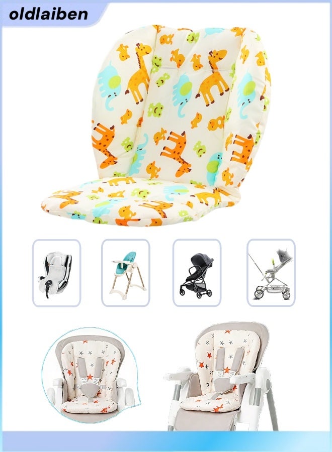 oldlaiben Baby Seat Pad,Baby Seat Cushion, Cotton Baby Dining Chair Cushion, Cotton Baby Stroller Cushion, Soft Baby Carriage Cushion, Colored Pattern Design Baby High Chair Cushion, Car Seat Pad（Zoo Pattern） - Image 1