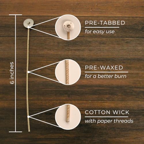 Direct Candle Supply Candle Wicks for Candle Making | 6 inch Stabilo CD 6 Wicks | 100pcs of Cotton Wicks for Candles and Candle Making Supplies, White - Image 2