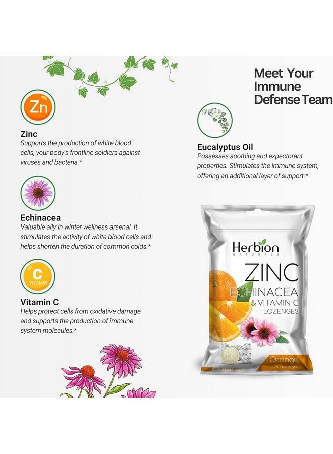 HERBION Naturals Zinc, Echinacea & Vitamin C Lozenges 25 CT - Dietary Supplement for Adults & Children 5+ - Promotes Wellness for The Whole Family (25 Count (Pack of 1), Orange) - Image 2