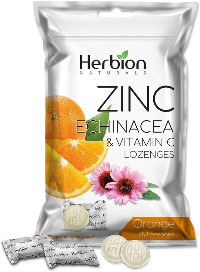 HERBION Naturals Zinc, Echinacea & Vitamin C Lozenges 25 CT - Dietary Supplement for Adults & Children 5+ - Promotes Wellness for The Whole Family (25 Count (Pack of 1), Orange) - Image 1