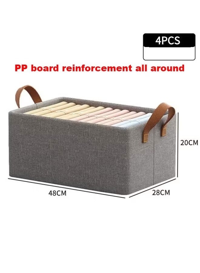 4pcs Clothes Storage Box Foldable Closet Storage Box Folding Storage Baskets Wardrobe Fabric Cabinet Closet Shelf Organizer Storage for Clothes,Toys,Books with Carrying Handles - Image 2