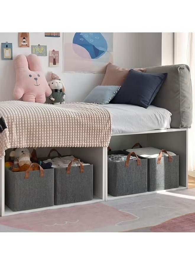 4pcs Clothes Storage Box Foldable Closet Storage Box Folding Storage Baskets Wardrobe Fabric Cabinet Closet Shelf Organizer Storage for Clothes,Toys,Books with Carrying Handles - Image 4