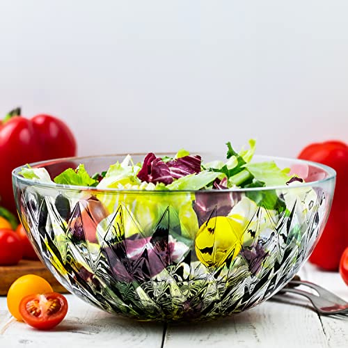 طقم وعاء زجاجي بتصميم ماسي  مركز زخرفي للمطبخ  ديكور منزلي رائع لتقديم السلطة والمعكرونة والحلويات والفواكه في غرفة الطعام والمعيشة