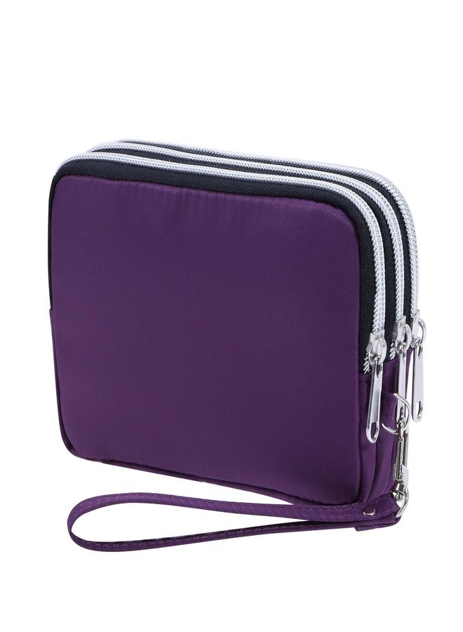 HAWEE Cell Phone Wristlet Wallet for Women Three Zipper Bags with Credit Card Slots and Smartphone Pocket, Purple - Image 1