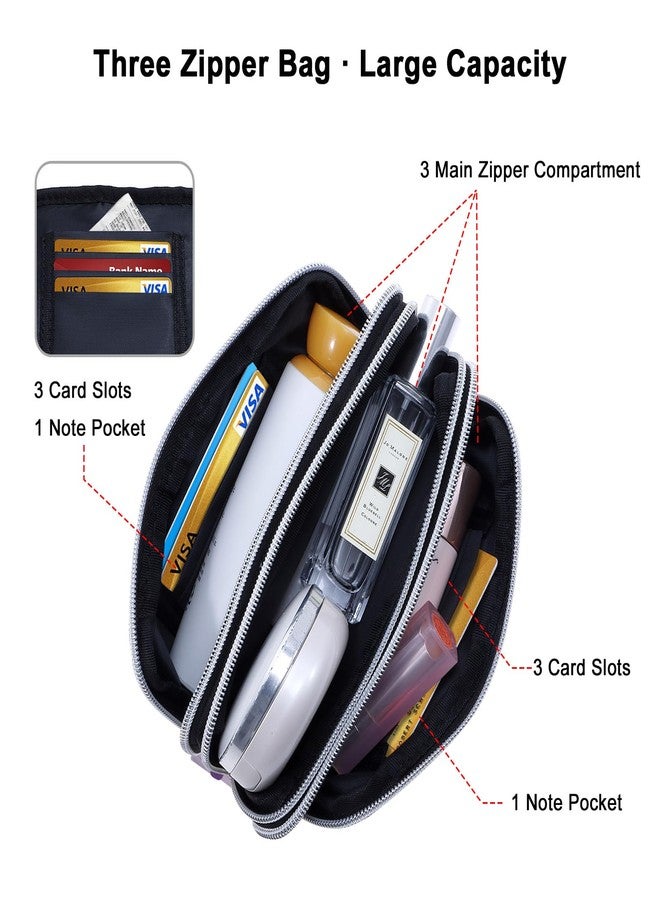 HAWEE Cell Phone Wristlet Wallet for Women Three Zipper Bags with Credit Card Slots and Smartphone Pocket, Purple - Image 4