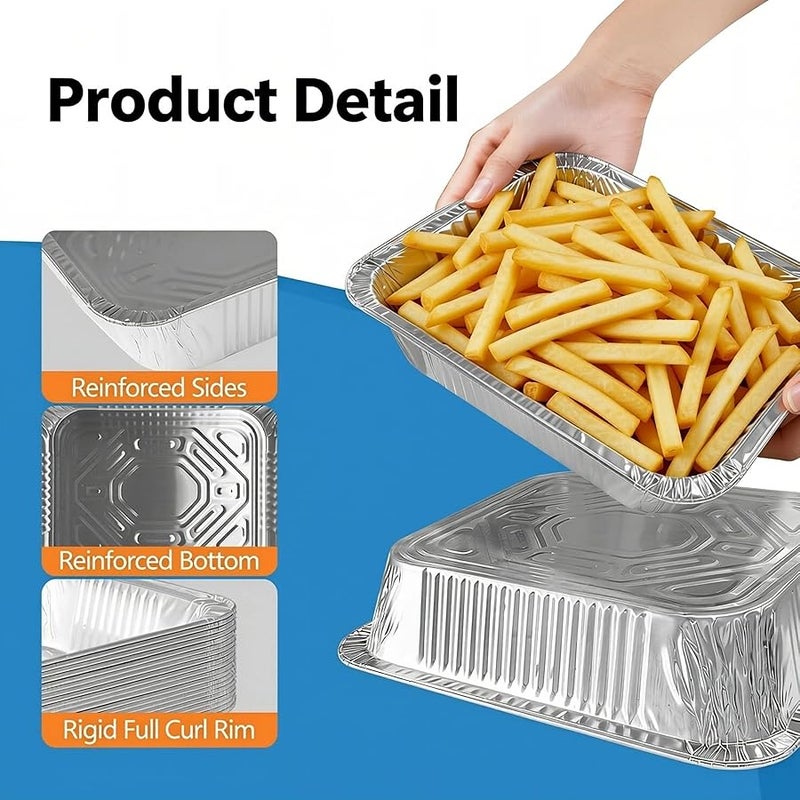 9x13 Thickened Aluminum Foil Pans, 10Pack Extra Deep Disposable Aluminum Pans for Roasting, Baking, Cooking, Food Prep, Chafing, Steam Table, Oven, Cake, and Party - Image 2