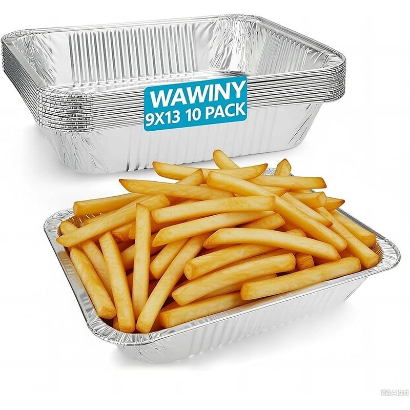 9x13 Thickened Aluminum Foil Pans, 10Pack Extra Deep Disposable Aluminum Pans for Roasting, Baking, Cooking, Food Prep, Chafing, Steam Table, Oven, Cake, and Party - Image 1