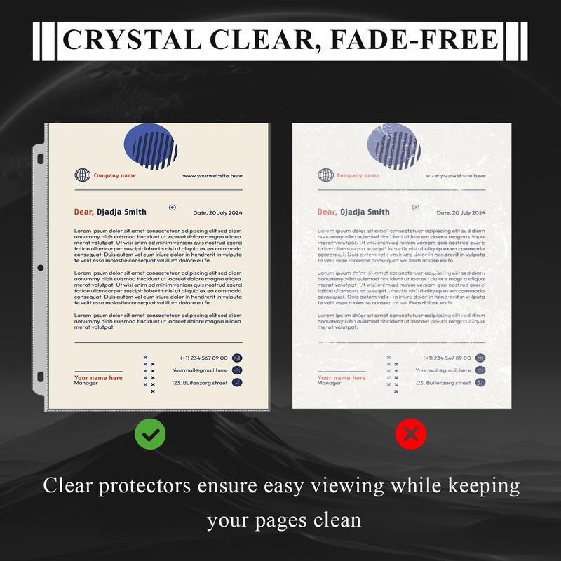 Mzj.Office Page Protectors for 3 Ring Binder, Sheet Protectors 8.5 x 11 Inch, 200 Per Box Clear Sheet Protectors for 3 Ring Binder, Plastic Sleeves for Paper 8.5x11 Heavy Duty, Top Load & Reinforced 3-Hole. - Image 5