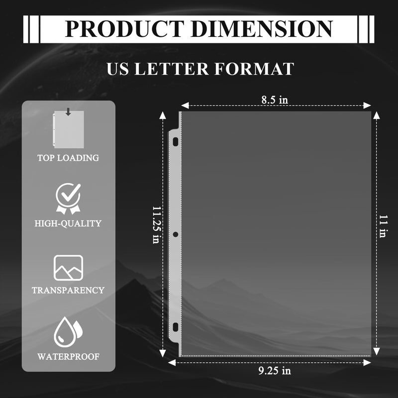 Mzj.Office Page Protectors for 3 Ring Binder, Sheet Protectors 8.5 x 11 Inch, 200 Per Box Clear Sheet Protectors for 3 Ring Binder, Plastic Sleeves for Paper 8.5x11 Heavy Duty, Top Load & Reinforced 3-Hole. - Image 2