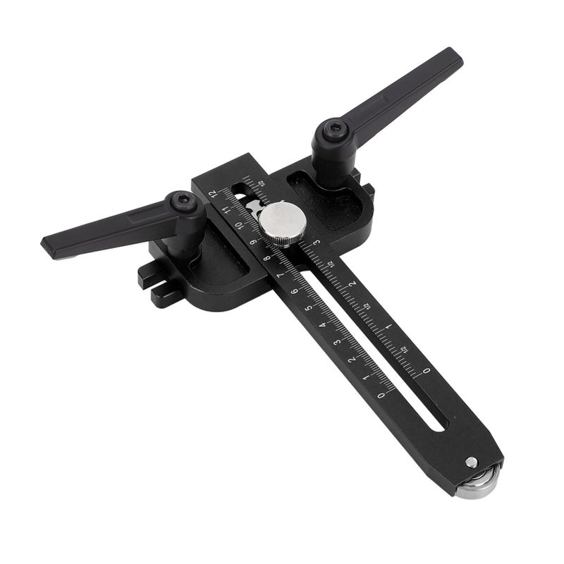 Table Saw Jig Guide with Roller Dual Scale Woodworking Thin Ripping Guide Locator Fits for 3/4x3/8 3/8x1/4 Inch T Slot Black - Image 1