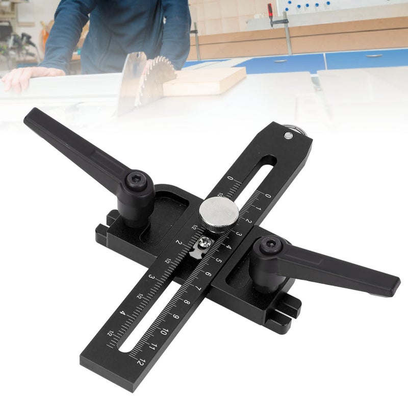 Table Saw Jig Guide with Roller Dual Scale Woodworking Thin Ripping Guide Locator Fits for 3/4x3/8 3/8x1/4 Inch T Slot Black - Image 3