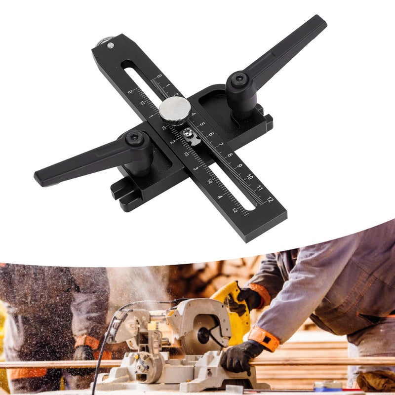 Table Saw Jig Guide with Roller Dual Scale Woodworking Thin Ripping Guide Locator Fits for 3/4x3/8 3/8x1/4 Inch T Slot Black - Image 4