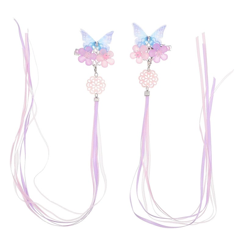 OSALADI Hair Accessories - Tassel Hair Clips, Hanfu Japanese Traditional Chinese Style Hairpins, Floral Duckbill Hair Pins
