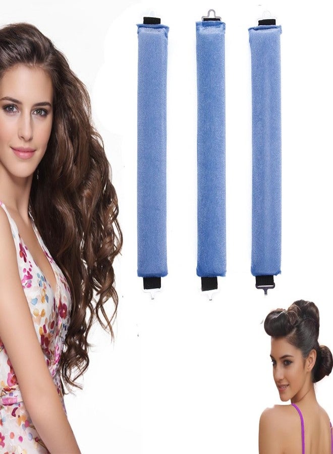 YiQiYi Heatless Hair Curler Sticks Rollers Foam Sponge to Sleep In No Heat Curling Rods for Blowout No Heat Overnight Sleeping Curls Styling Tools Soft DIY Wave Hair Long & Medium Hair 3PCS (Blue) - Image 1