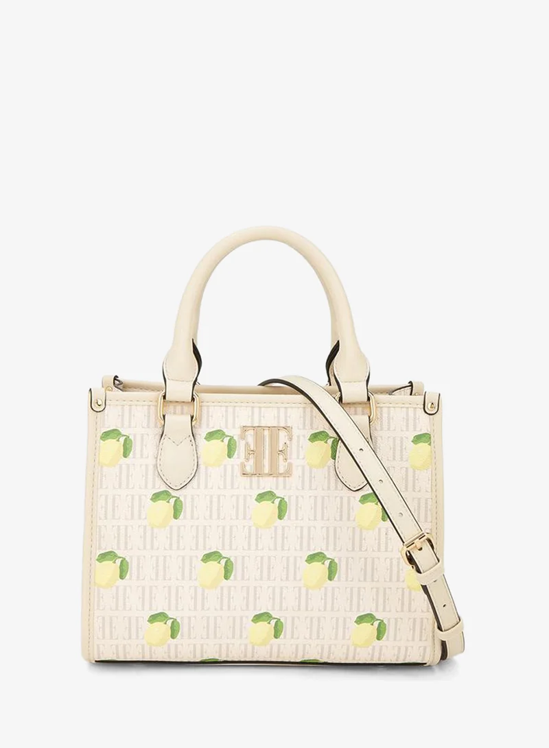ايل Lemon Print Tote Bag With Detachable Strap