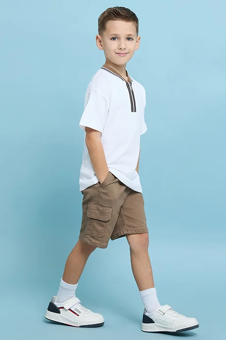 R&B Solid Shorts with Drawstring Waist