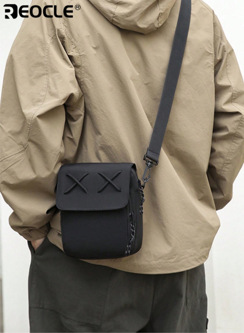 ريوكل حقيبة كروسبودي صغيرة الحجم بتصميم مرح على شكل حرف X مناسبة للجنسين مصنوعة من قماش متين مزودة بحزام قابل للتعديل وتصميم متعدد الإغلاق للاستخدام اليومي غير الرسمي - Image 1