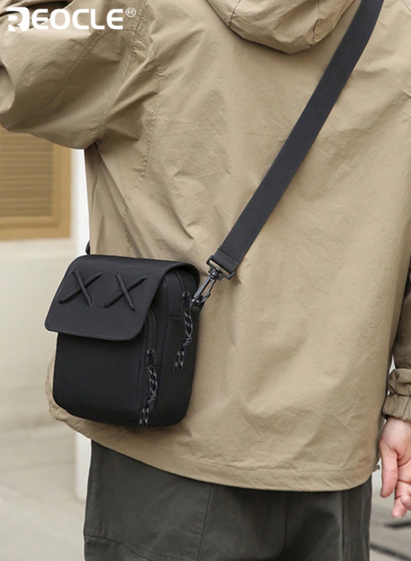 ريوكل حقيبة كروسبودي صغيرة الحجم بتصميم مرح على شكل حرف X مناسبة للجنسين مصنوعة من قماش متين مزودة بحزام قابل للتعديل وتصميم متعدد الإغلاق للاستخدام اليومي غير الرسمي - Image 3