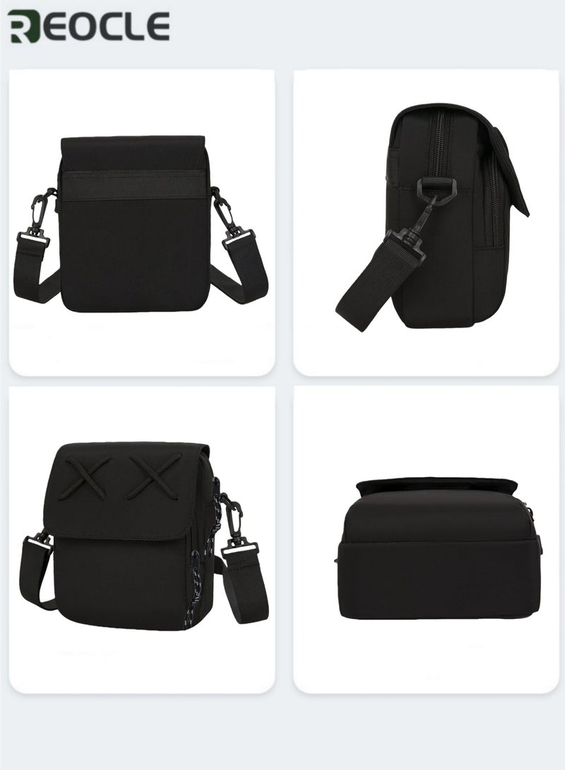 ريوكل حقيبة كروسبودي صغيرة الحجم بتصميم مرح على شكل حرف X مناسبة للجنسين مصنوعة من قماش متين مزودة بحزام قابل للتعديل وتصميم متعدد الإغلاق للاستخدام اليومي غير الرسمي - Image 4