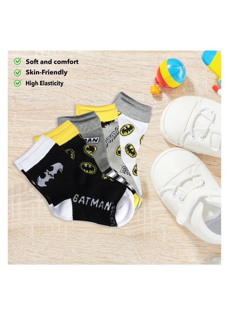 Warner Bros The Warner bros Batman, Ankle Crew Socks for Kids (5 to 8 Years), Pack of 5 socks  - Image 2