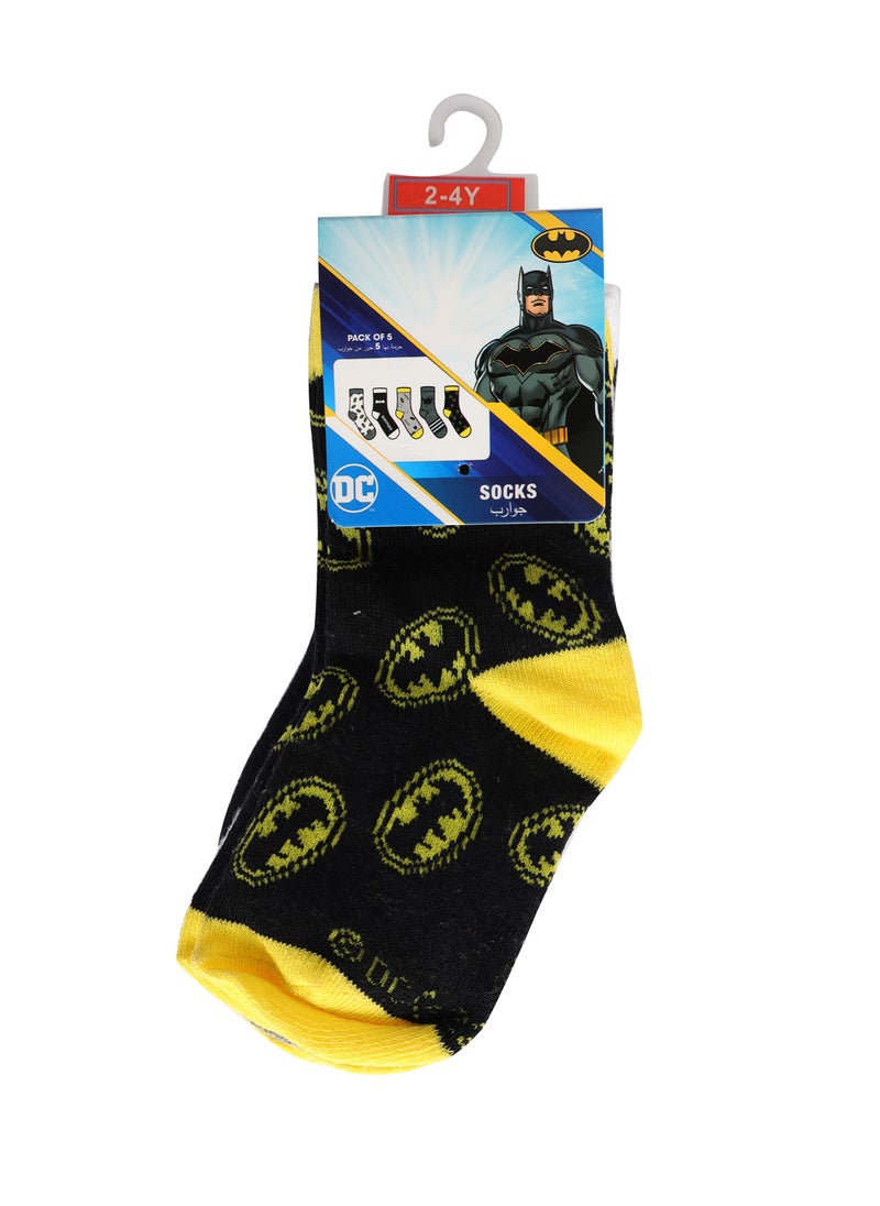 Warner Bros The Warner bros Batman, Ankle Crew Socks for Kids (5 to 8 Years), Pack of 5 socks  - Image 3
