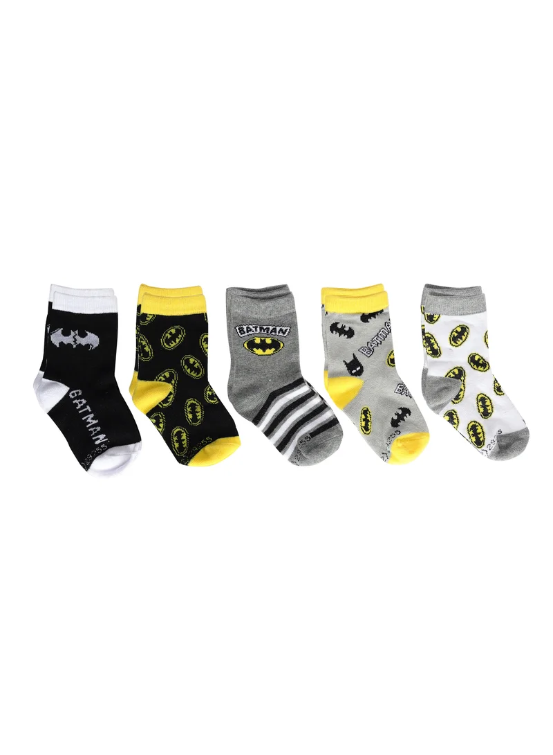 وارنر بروس. The Warner bros Batman, Ankle Crew Socks for Kids (5 to 8 Years), Pack of 5 socks