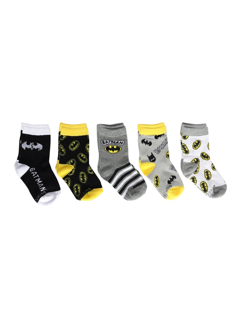 Warner Bros The Warner bros Batman, Ankle Crew Socks for Kids (5 to 8 Years), Pack of 5 socks  - Image 1
